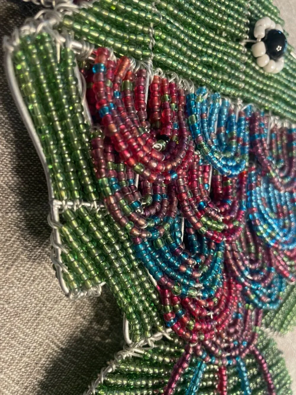Beaded wire fish green tropical handmade home decor nautical Hanging 10